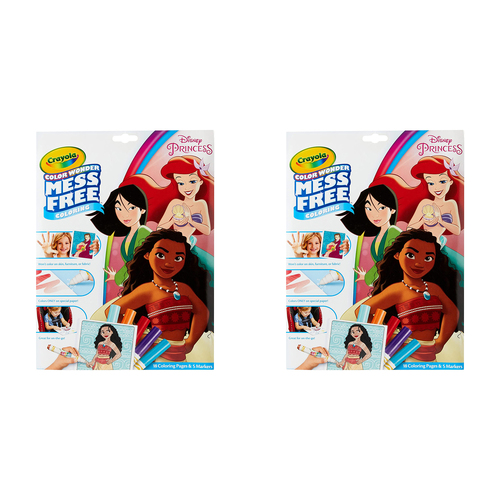 2PK Crayola Colour Wonder Mess Free Colouring Pages w/Marker Disney Princess 3+