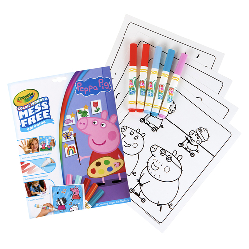 23pc Crayola Peppa Pig Colour Wonder Pages/Markers Kids 3y+