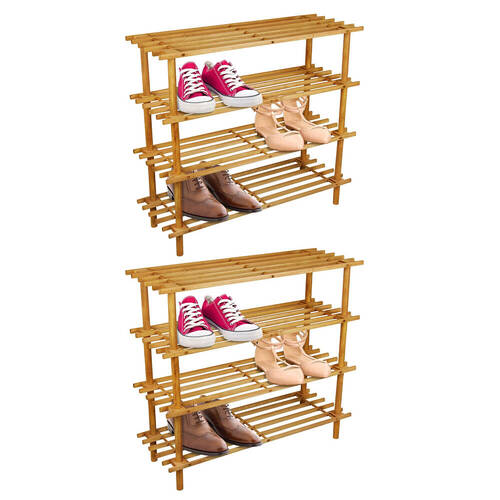 2PK Boxsweden 4 Tier Wooden Shoe Rack