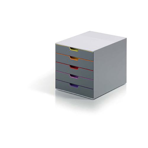 Durable Varicolour Plastic File Drawer 5 Organiser - Grey