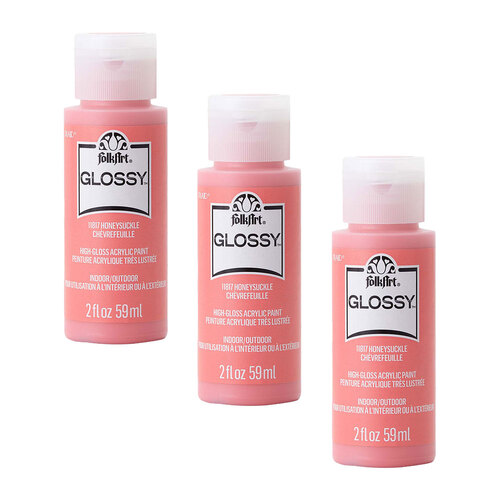 3PK Plaid FolkArt 59ml Glossy Art Acrylic Paint - Honeysuckle