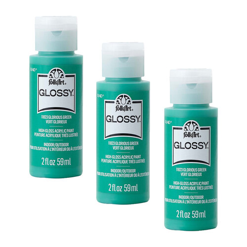 3PK Plaid FolkArt 59ml Glossy Art Acrylic Paint - Glorious Green
