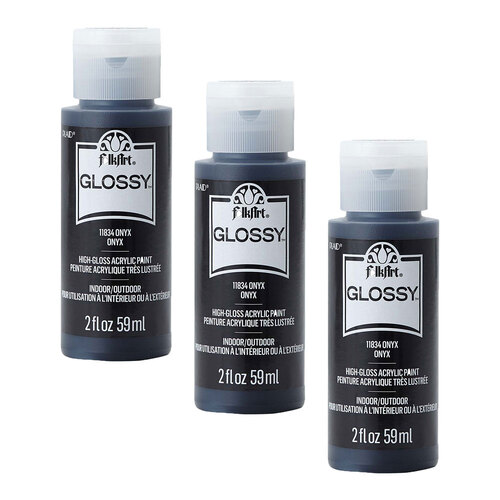 3PK Plaid FolkArt 59ml Glossy Art Acrylic Paint - Onyx