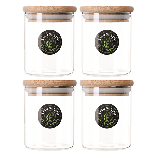4PK Lemon & Lime Camden Glass Jar Bamboo Lid 200ml