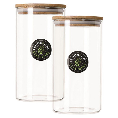 2PK Camden Glass Jar Bamboo Lid 1.2L
