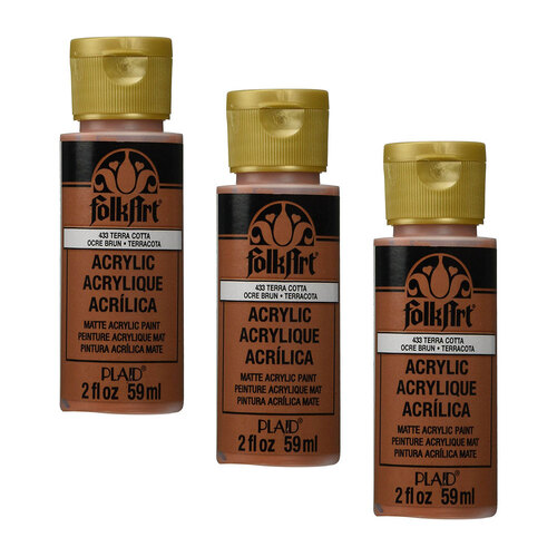 3PK Plaid FolkArt Premium 59ml Acrylic Paint Matt Finish - Terracotta