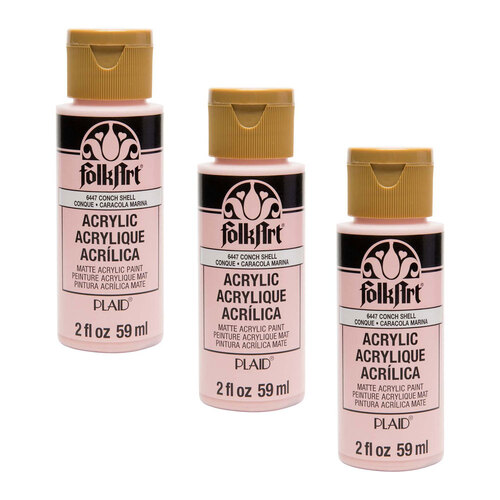 3PK Plaid FolkArt Premium 59ml Acrylic Paint Matt Finish - Conch Shell