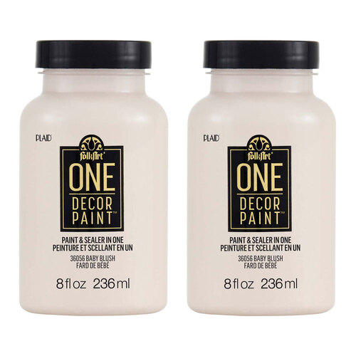 2PK Plaid FolkArt 236ml One Decor Paint Eggshell Finish - Baby Blush