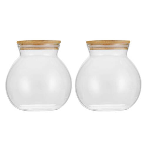 2PK Lemon & Lime 1.6L Camden Bamboo Lid Glass Jar