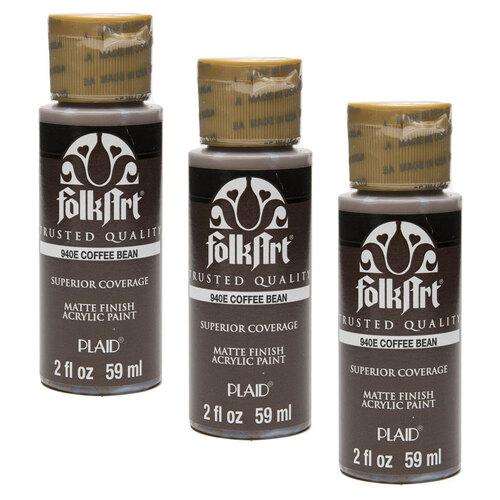 3PK Plaid FolkArt Premium 59ml Acrylic Paint Matt Finish - Coffee Bean