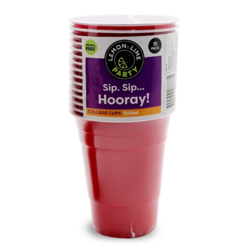 15PK Lemon & Lime 500ml College Party Cups