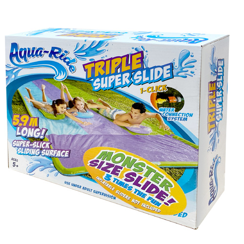 Aqua Ride Triple Water Slide Fun Outdoor Activity Kids/Children 5y+