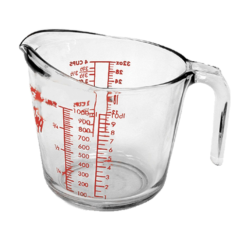 Anchor Hocking 1L/4-Cup Glass Measuring Jug Cooking/Baking Large - Clear
