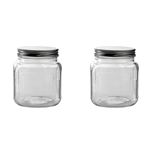 2PK Anchor Hocking 1L Cracker Glass Jar w/ Screw Lid - Clear