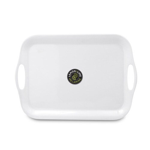 Lemon & Lime 41x28.5cm Melamine Serving Tray  w/ Handles - White
