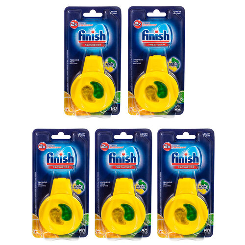 5PK Finish 4ml Dishwashing Freshener With Clip Lemon & Lime