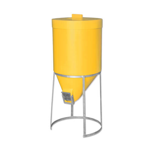 2pc AgBoss Industrial and Livestock Mini Silo with Lid Gal Stand 200L Yellow