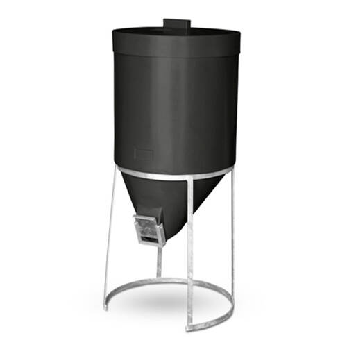 2pc AgBoss Industrial and Livestock Mini Silo with Lid Gal Stand 200L Black