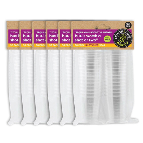 6PK 30PK Lemon & Lime 30ml Reusable Shot Cups Clear