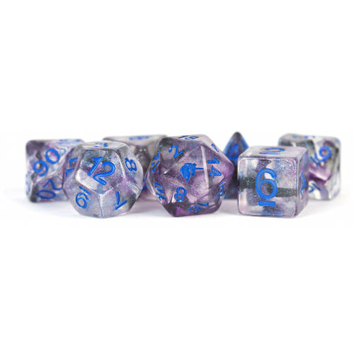 7pc Fanroll by Metallic Unicorn Resin Polyhedral RPG Tabletop Dice Set - Stellar Storm
