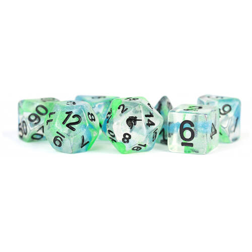 7pc Fanroll by Metallic Unicorn Resin Polyhedral RPG Tabletop Dice Set - Sea Kelp