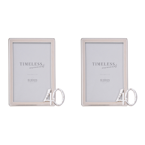 2PK Gibson Gifts Diamond 40 Photo Frame 4x6" Rectangle Silver