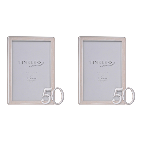 2PK Gibson Gifts Diamond 50 Photo Frame 4x6" Rectangle Silver