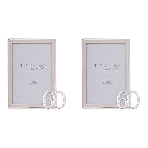 2PK Gibson Gifts Diamond 60 Photo Frame 4x6" Rectangle Silver