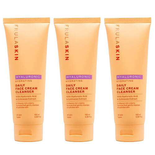 3PK Frula Skin Daily Face Cream Cleanser Hyaluronic Acid Hydrating Care 100ml