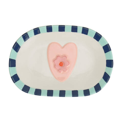 Annabel Trends Ceramic Heartfelt Snack Side Plate Dinnerware 16x11cm