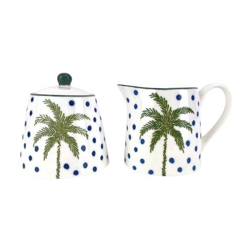 2pc Annabel Trends Coconut Bay Milk Jug & Sugar Bowl Set 200ml/8.5cm White Palm