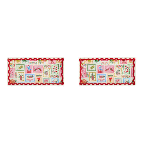 2PK Annabel Trends Christmas Holiday Ceramic Plate 26x13cm Rectangle
