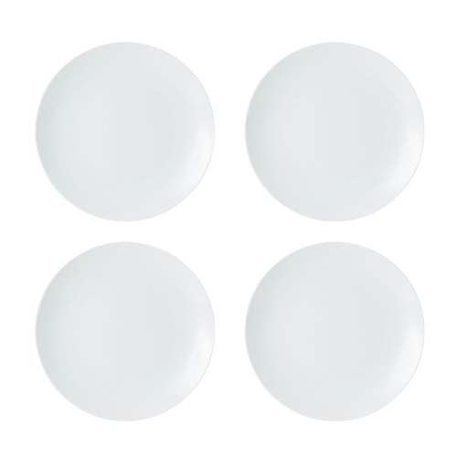4pc Mikasa Chalk Kitchen Porcelain Dinner Plate Set, 27cm, White