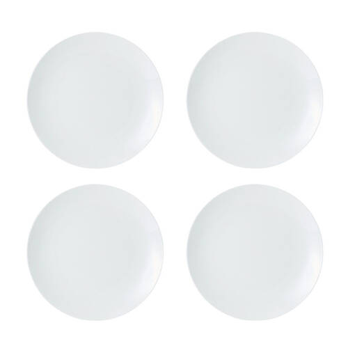 4pc Mikasa Chalk Kitchen Porcelain Dinner Plate Set, 27cm, White