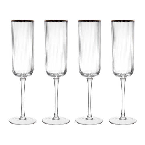 4pc Mikasa Sorrento Crystal Flute Glass Set, 200ml