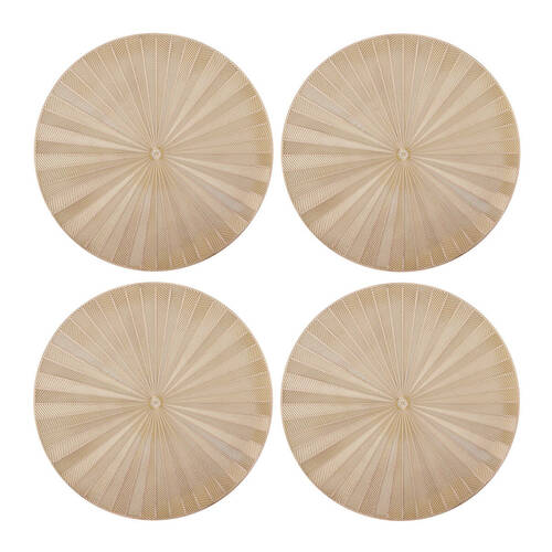 4pc Mikasa Round PU Gold Kitchen Table Placemat Set, 38cm