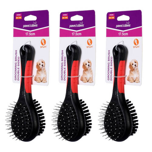 3PK Paws & Claws 17.5cm Double Sided Grooming Brush