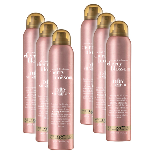 6PK OGX 120g/200ml Dry Shampoo Refresh & Volumise Cherry Blossom
