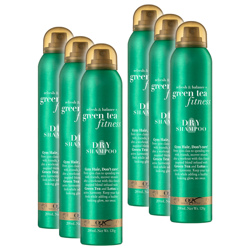 6PK OGX 120g/200ml Dry Shampoo Refresh & Balance Green Tea Fitness