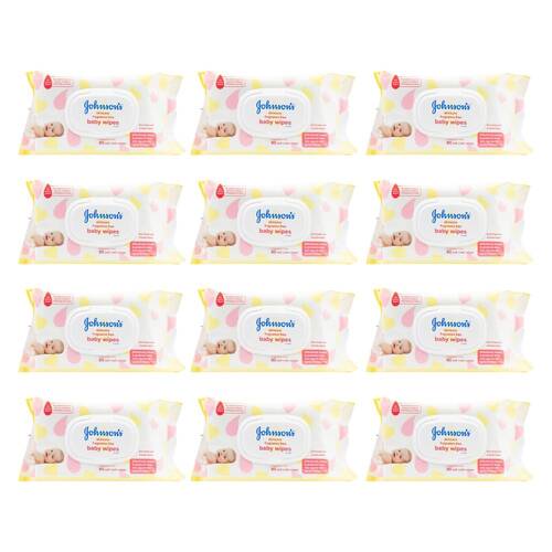 12x 80pc Johnsons & Johnsons Baby Wipes Fragrance Free