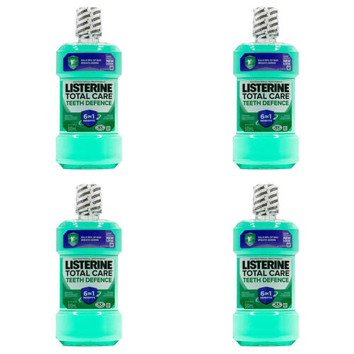 4PK Listerine Antibacterial Mouthwash 500ml - Total Care Teeth Defence