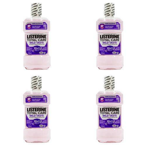 4PK Listerine Antibacterial Mouth Wash 500ml - Total Care Mild Taste