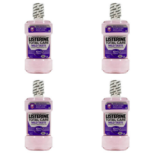 4PK Listerine Antibacterial Mouthwash 750ml - Total Care Mild Taste