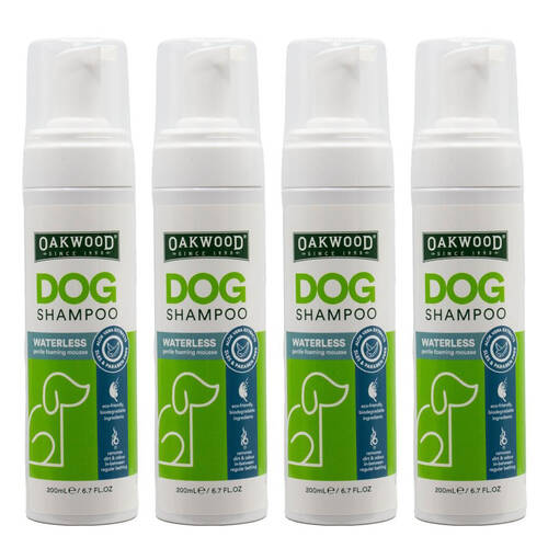 4PK Oakwood Dog Shampoo Waterless Gentle Foaming Mousse Pet Grooming 200ml