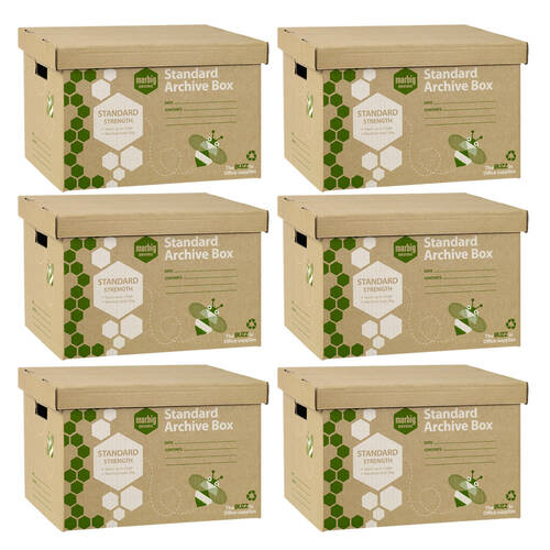 6x Marbig Standard Archive Box w/ Lid