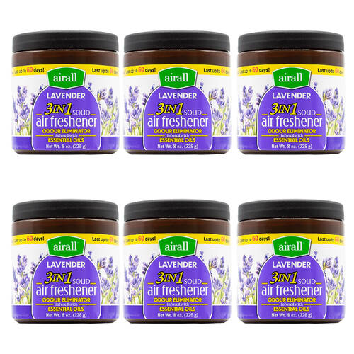 6PK Airall 3in1 Air Freshener w/ Essential Oils - Lavender