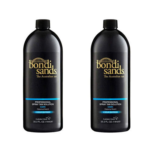 2PK Bondi Sands Salon Spray Tan Solution Coconut Scented Dark 1L