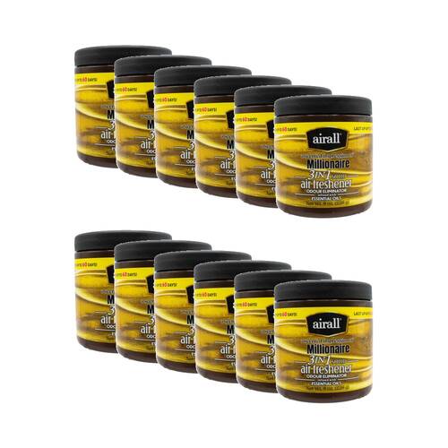 12PK AirAll Air Freshener 3-in-1 Solid Odour Eliminator 226g Millionaire Scent