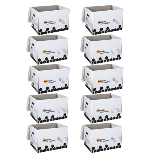 10pc Marbig 48cm Binder/Document Archive Storage Filing Box