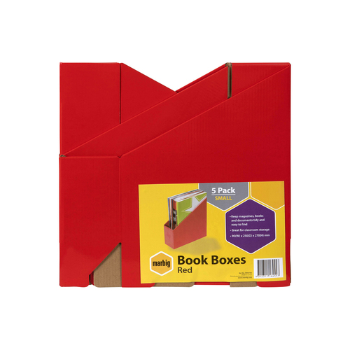 5pc Marbig 27x9cm Magazine Book Storage Holder Box Small - Red